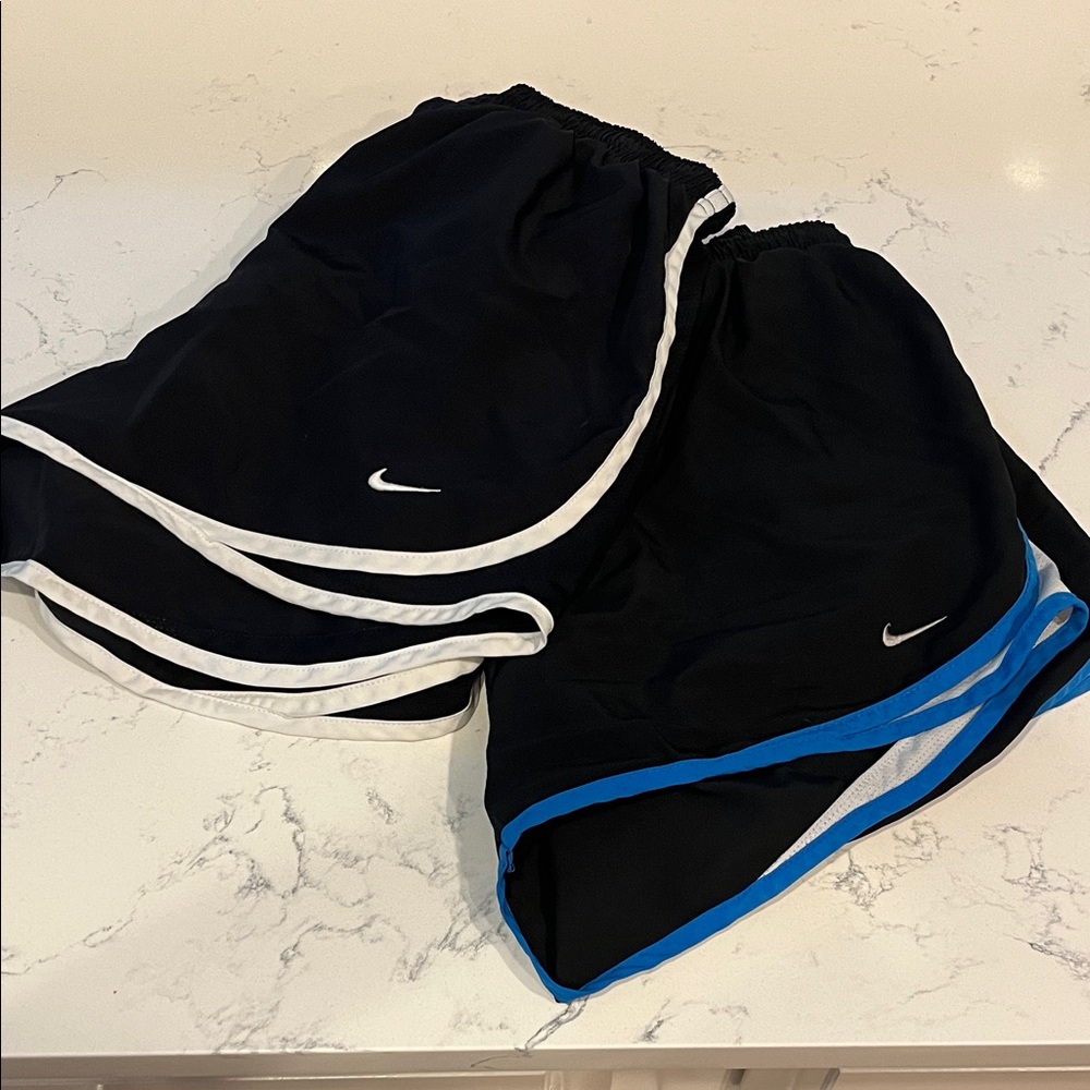 TWO Nike Shorts - white and black and blue and black